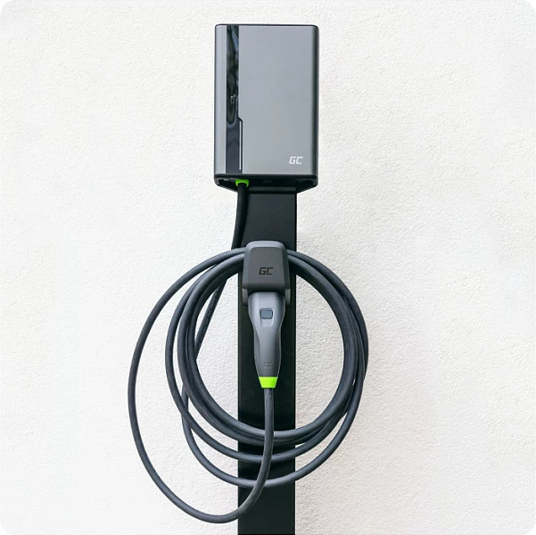 Wallbox karikues Green Cell HabuDen, 22kW 32A, Type 2, kabllo 5m, NFC/Wi‑Fi, gri/zezë