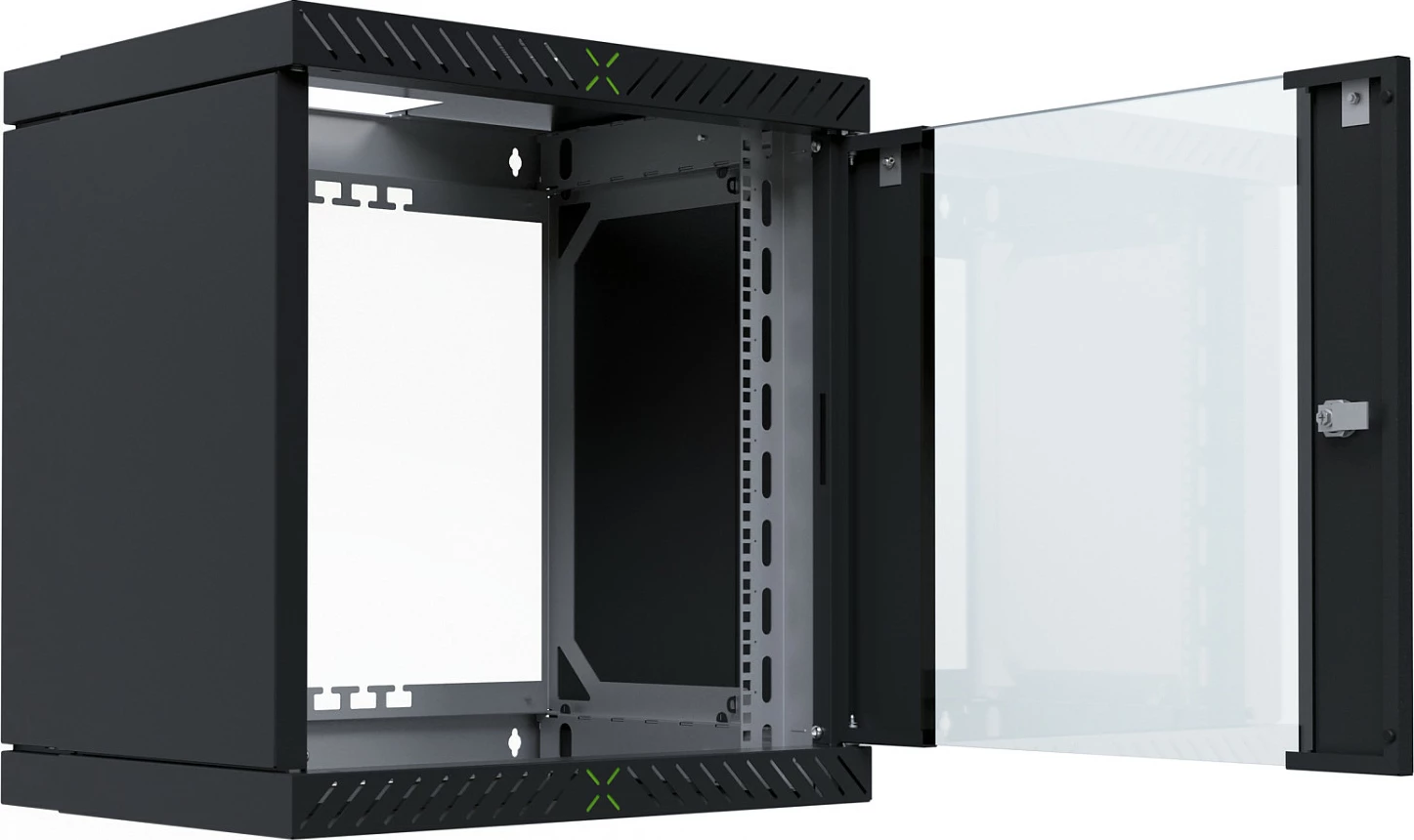 Kabinet rrjeti EFB Elektronik WGX-1206TS.G1, 12U, 19", montim në mur, 60 kg, derë xhami, me kyç, i zi
