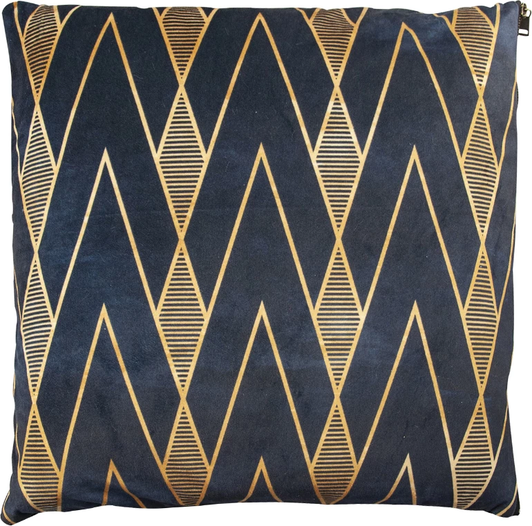 Jastëk dekorativ Mintoni, kadife, ngjyrë e zezë-ari, 45x45cm