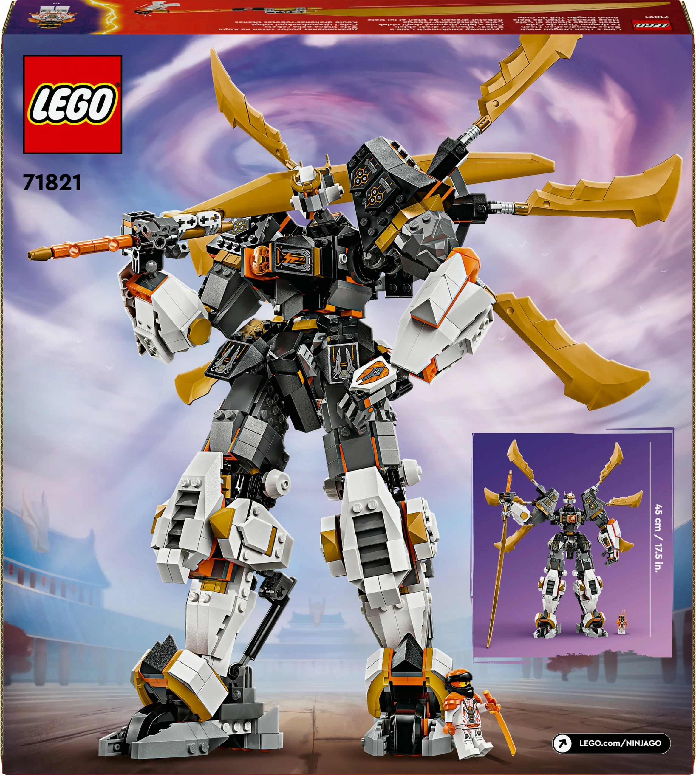 Set ndërtimi LEGO Ninjago 71821 Cole’s Titan Dragon Mech, shumëngjyrësh