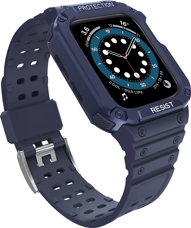 Rrip mbrojtës me kasë për Apple Watch Hurtel, 45/44/42 mm, Blu