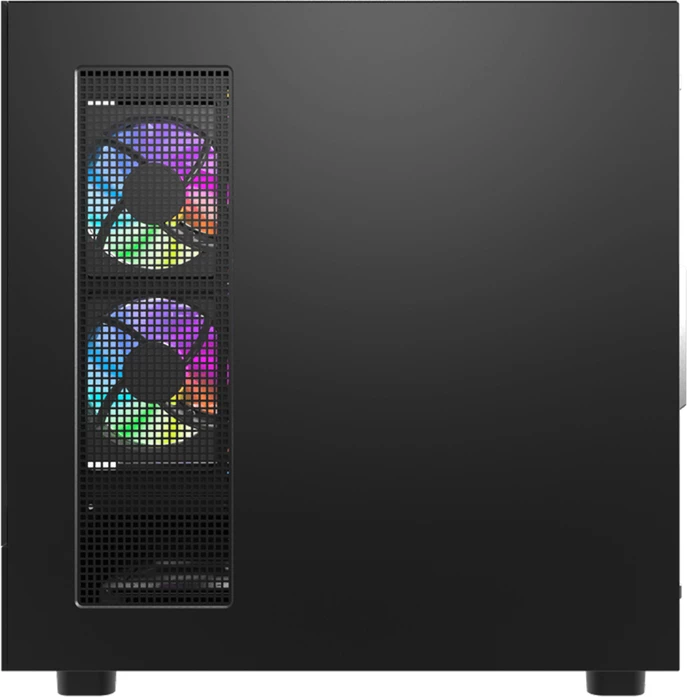 Kasë DarkFlash DS950 ATX Midi Tower me 6 ventilatorë, panel xhami i temperuar 270°, USB-C 3.2 Gen 2, e zezë