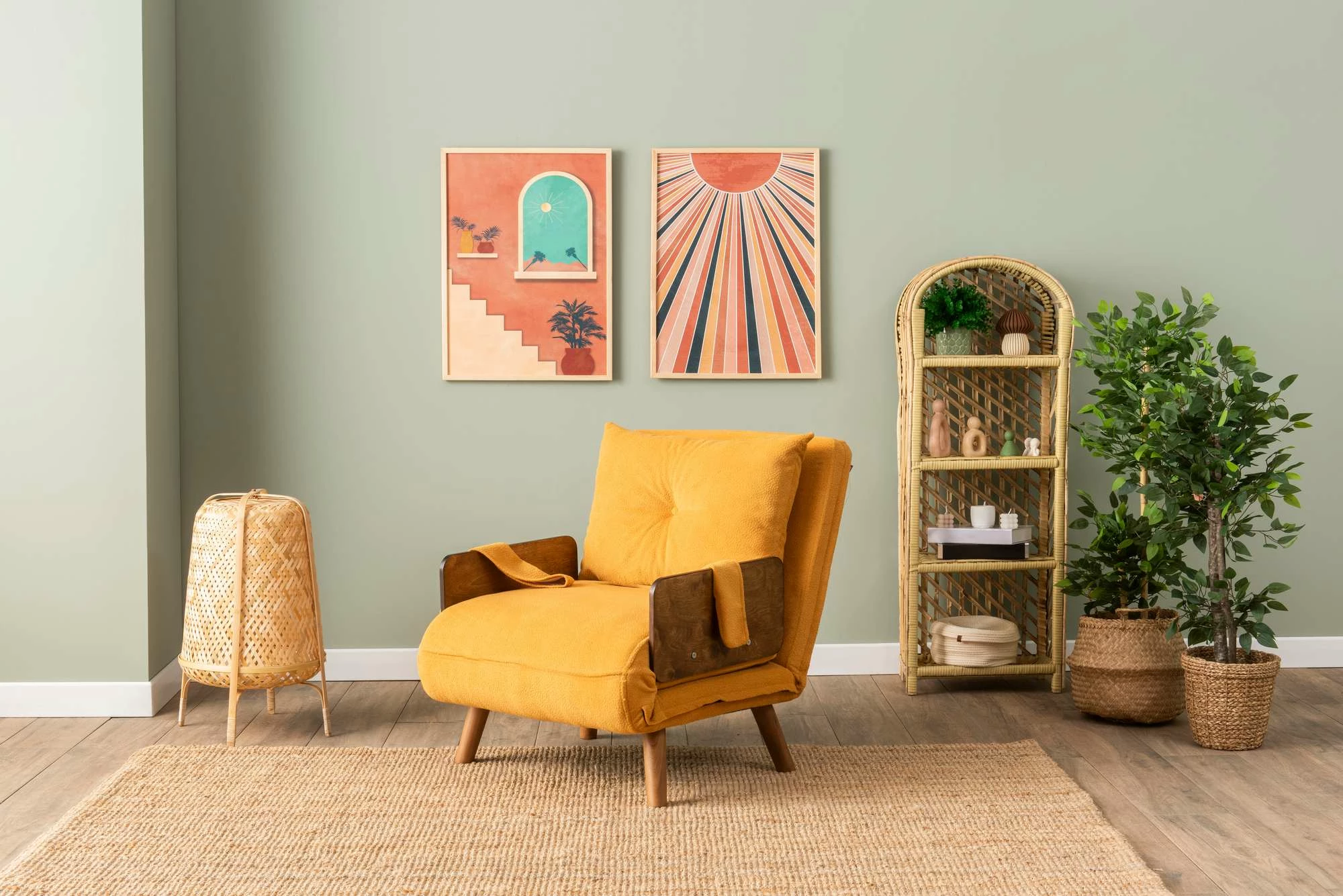 Krevate-karrige një vendës Cosmo, ngjyrë mustardë, Atelier del Sofa