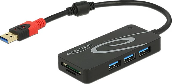 Hub USB DeLOCK 62899, USB 3.2 Gen 1, 3x USB-A, lexues kartelash SD/MicroSD/MMC, i zi