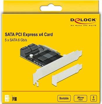 Kartelë PCIe DeLOCK, 5x SATA 6Gb/s, low profile