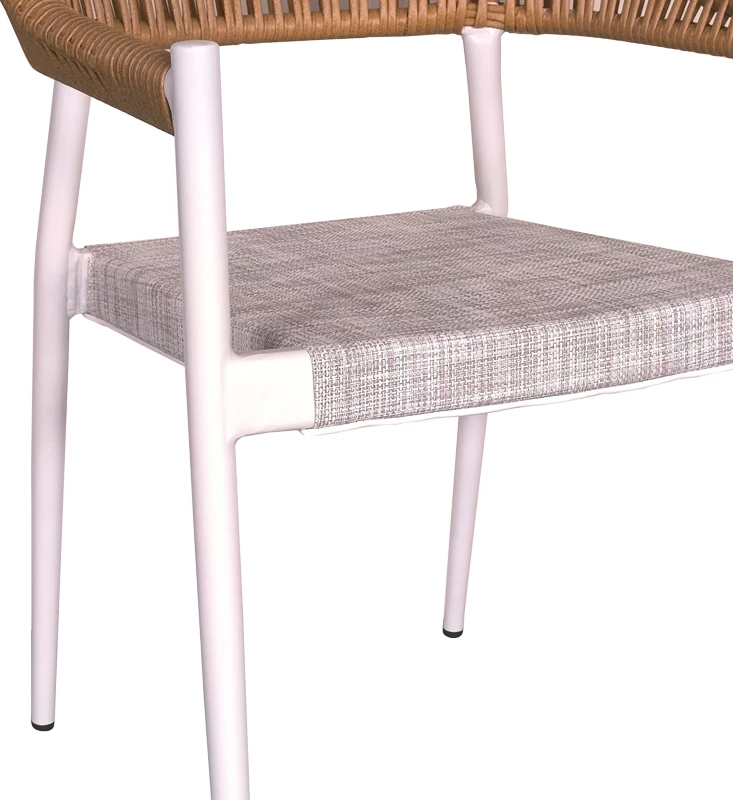 Set tavolinë me karrige për terasë Nares-Elation, alumin i bardhë, plywood natyral, 140x80x72.5cm, 5 pjesë