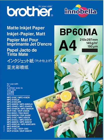 Letër inkjet Brother BP-60MA, A4, matte, 145 g/m², 25 fletë, e bardhë