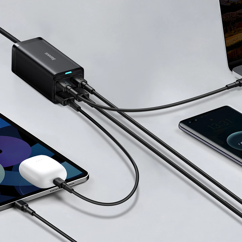 Karikues universal Baseus GaN3 Pro, 100W, 2x USB-C, 2x USB-A, i zi