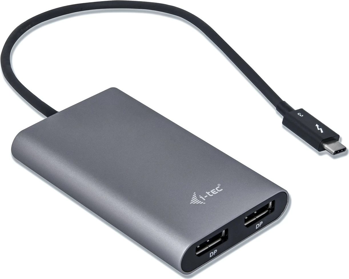 Adapter video I-Tec TB3 Dual DP, Thunderbolt 3, dy porta DP, gri