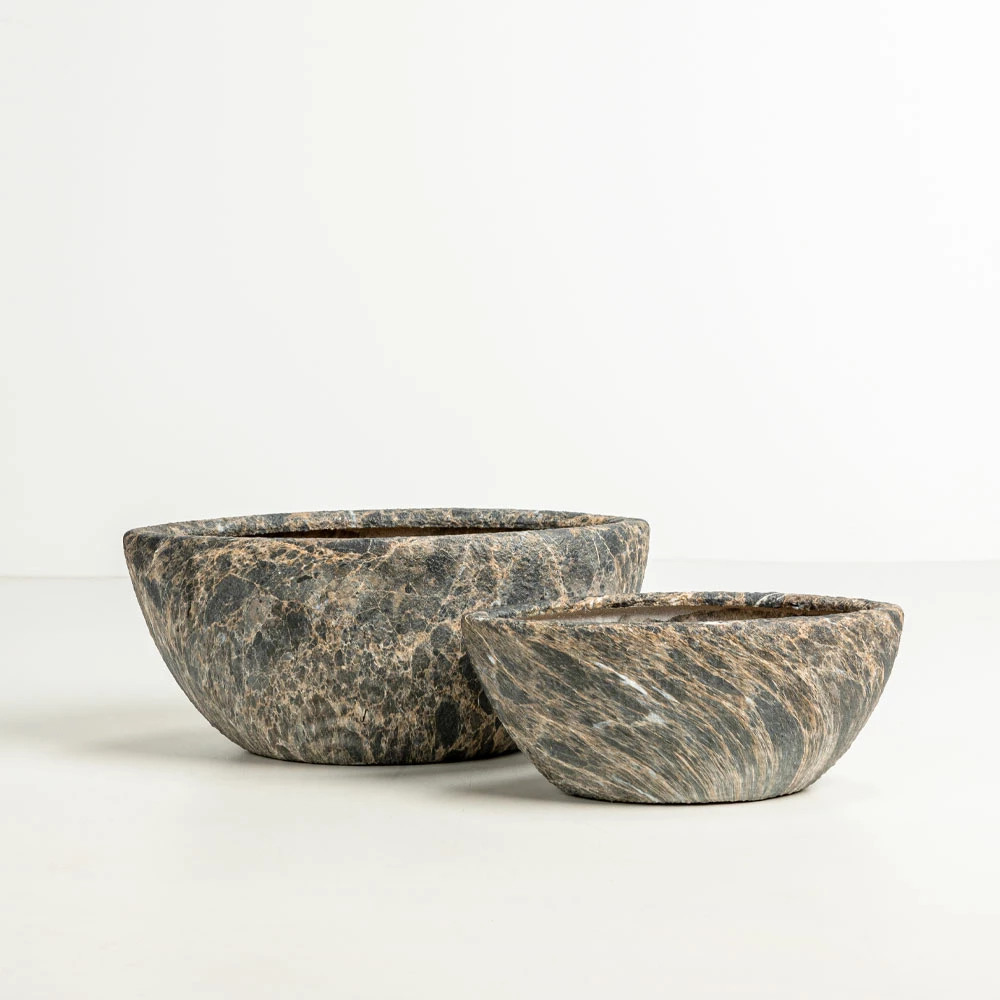 Set vazo GASHER, 2 copë, qeramikë, antracit-bezhë, 46x22x20