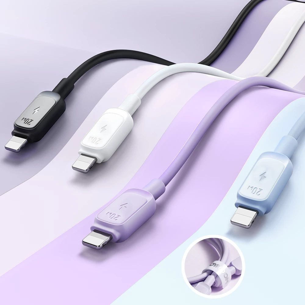 Kabllo Joyroom Multi-Color Series A14, USB-C në Lightning, 1.2m, 20W, Bardhë