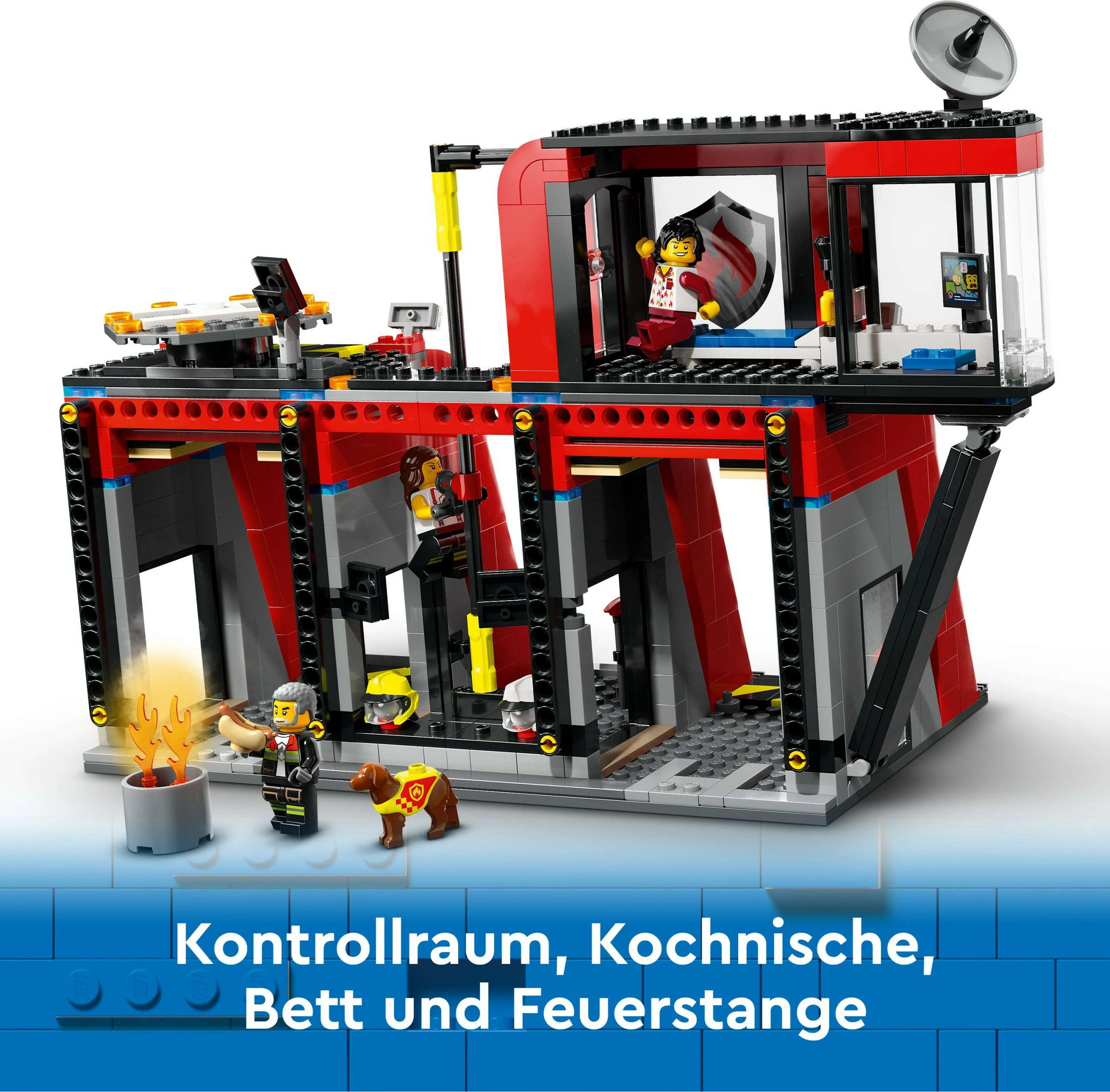 Set ndërtimi LEGO City 60414, stacion zjarri me kamion, 843 pjesë, shumëngjyrësh