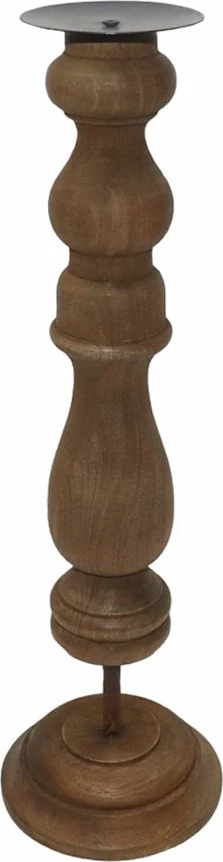 Mbajtëse qirinjsh HIPPO, dru natyral, metal, 13x13x41cm