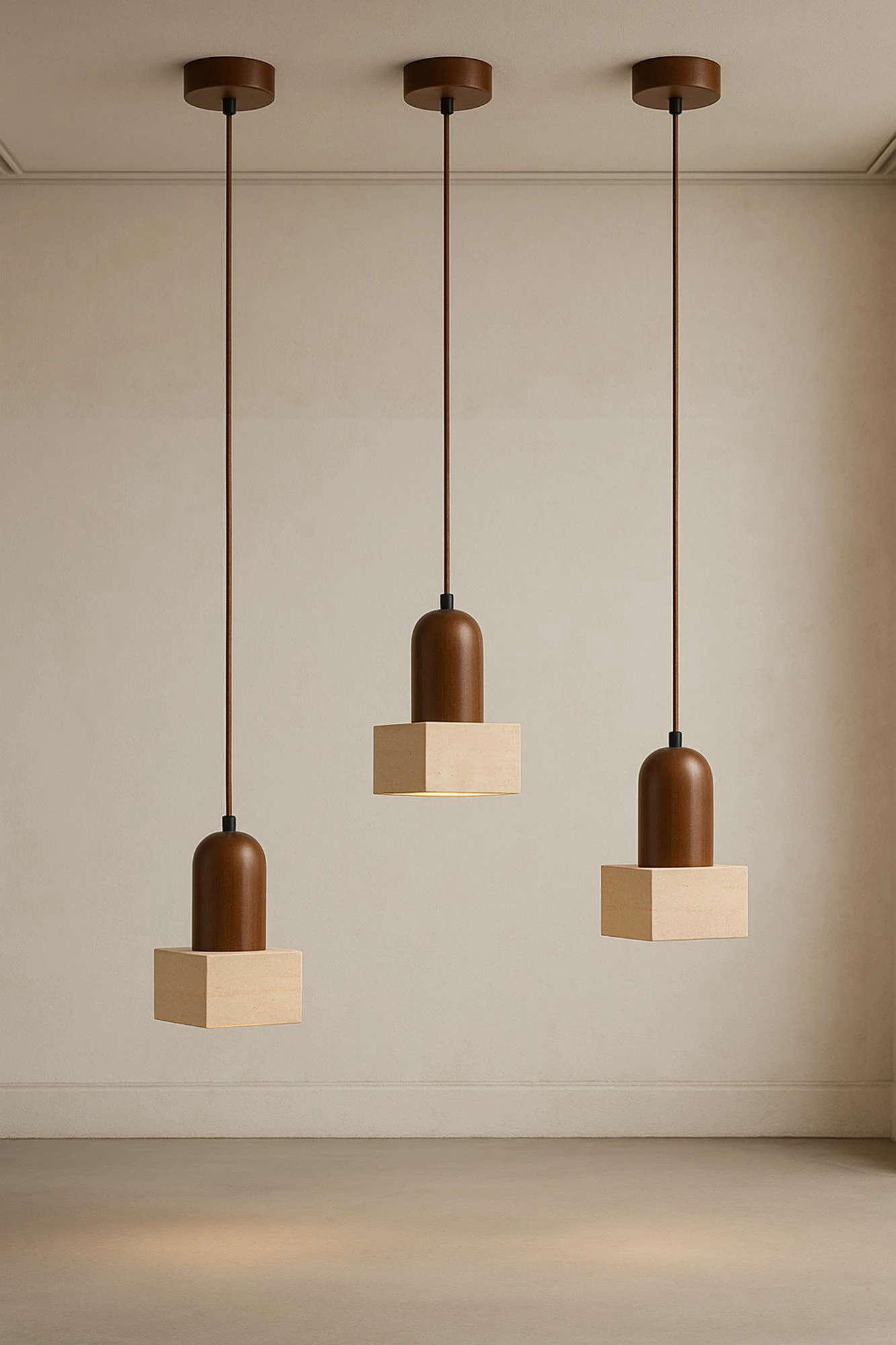 Llambë tavani prej druri, Opviq, Suala, ngjyrë arre dhe bezhë