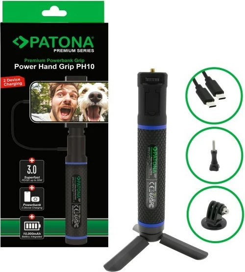 Grip me powerbank PATONA PH10, 37 Wh, për celular, i zi