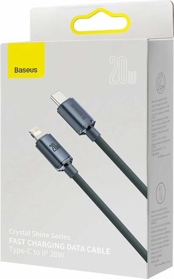 Kabllo Baseus CAJY000201, USB-C në Lightning, 1.2m, 20W, e zezë