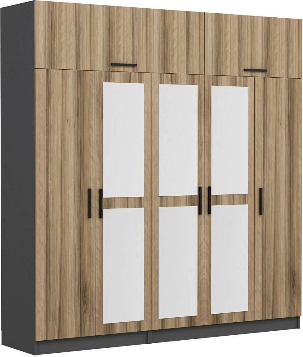 Dollap garderobe, ngjyrë dore, Skye Decor, 225x235x52cm, 9 pjesë