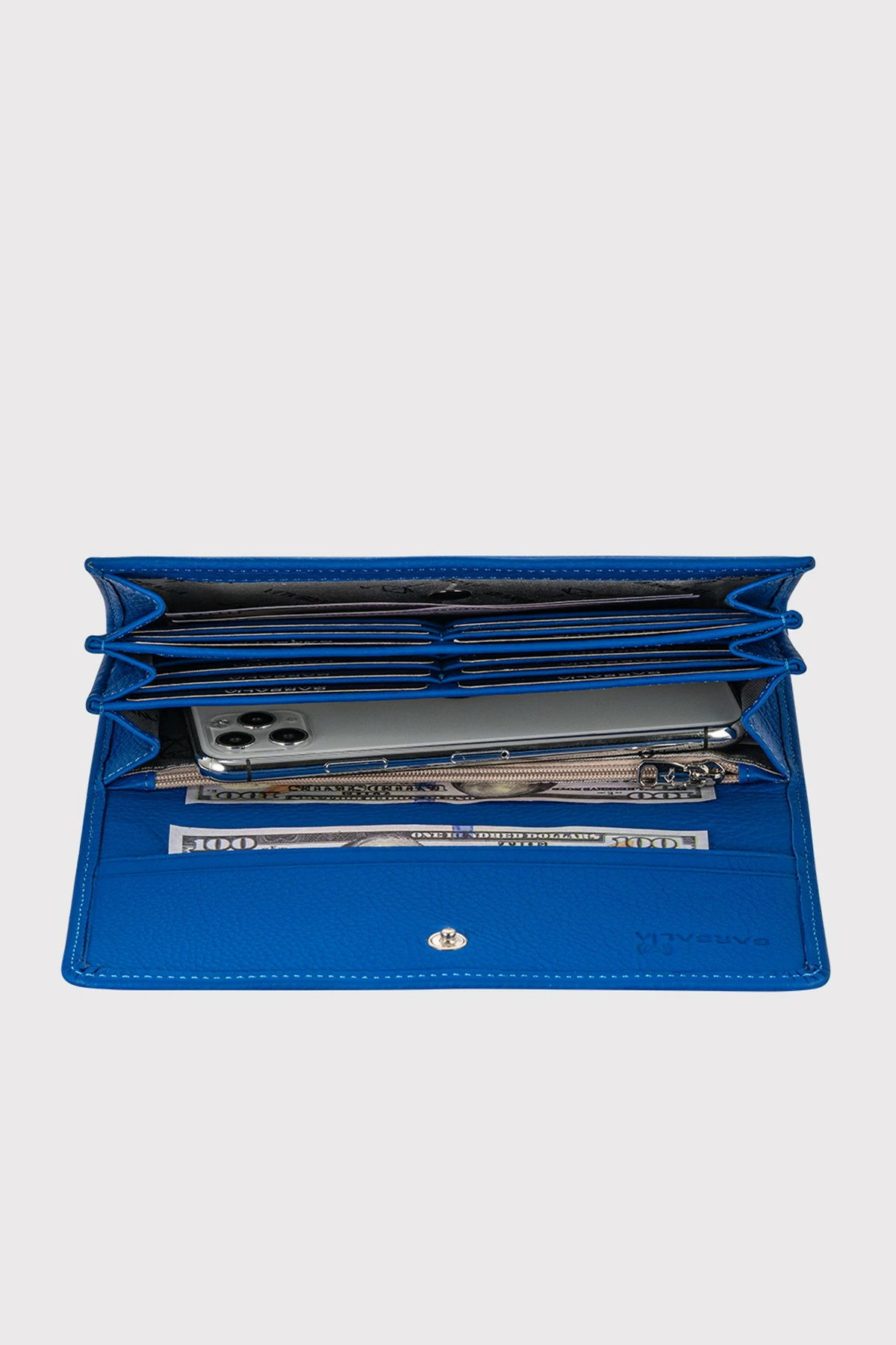 Portofol për gra, ngjyrë sax blue, Zoozie Bags, lëkurë natyrale