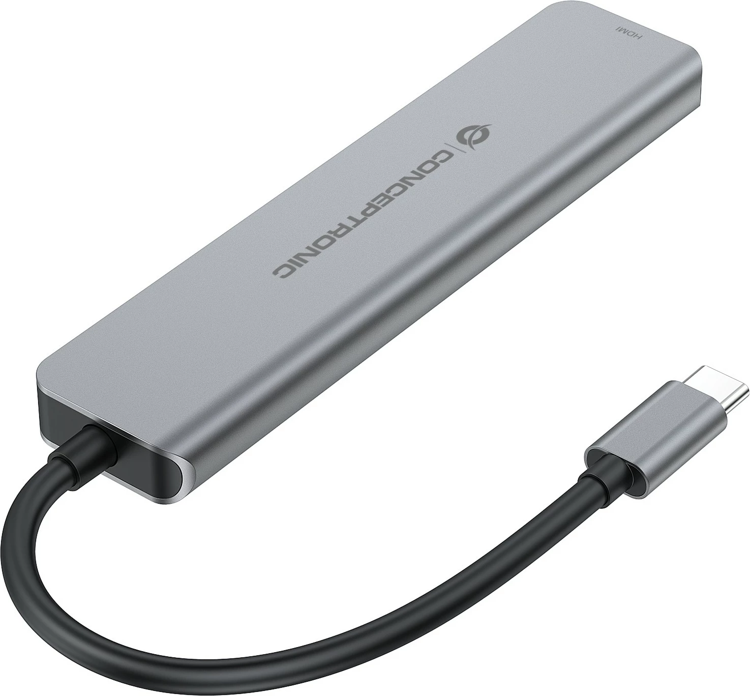Docking station Conceptronic 6-1 USB-C në HDMI/2xUSB-A/2xUSB-C, 25cm, gri