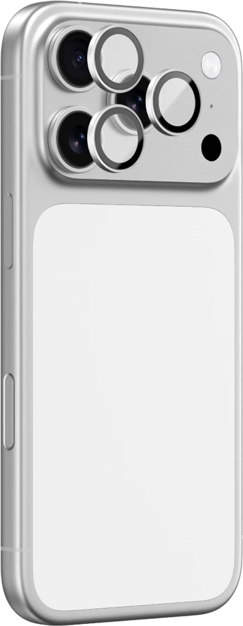 Mbrojtës xhami për kamera AmazingThing për iPhone 17 Pro / Pro Max, kornizë alumini argjendi