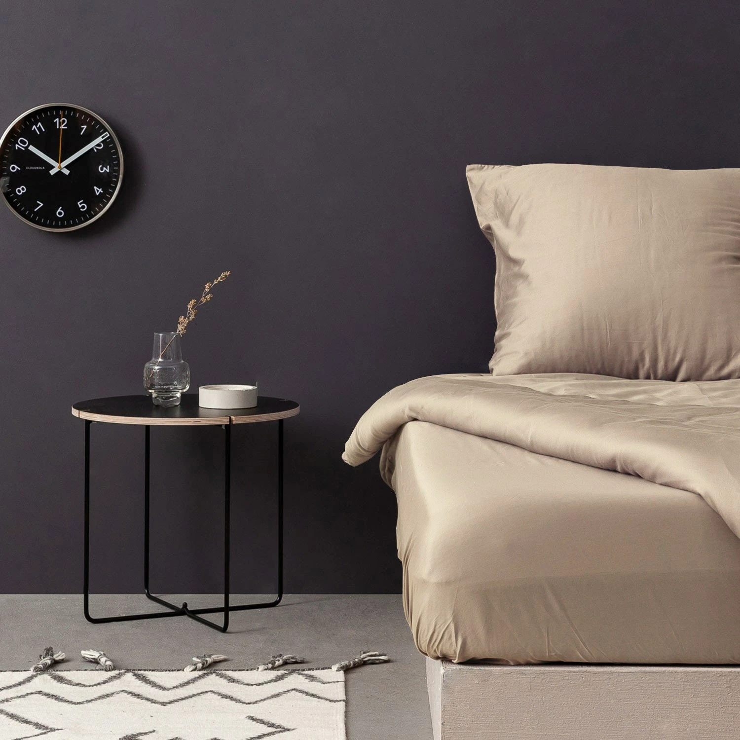 Çarçaf i gjatë për dyshek Queen XL, saten, ngjyrë bezhë, L'essentiel