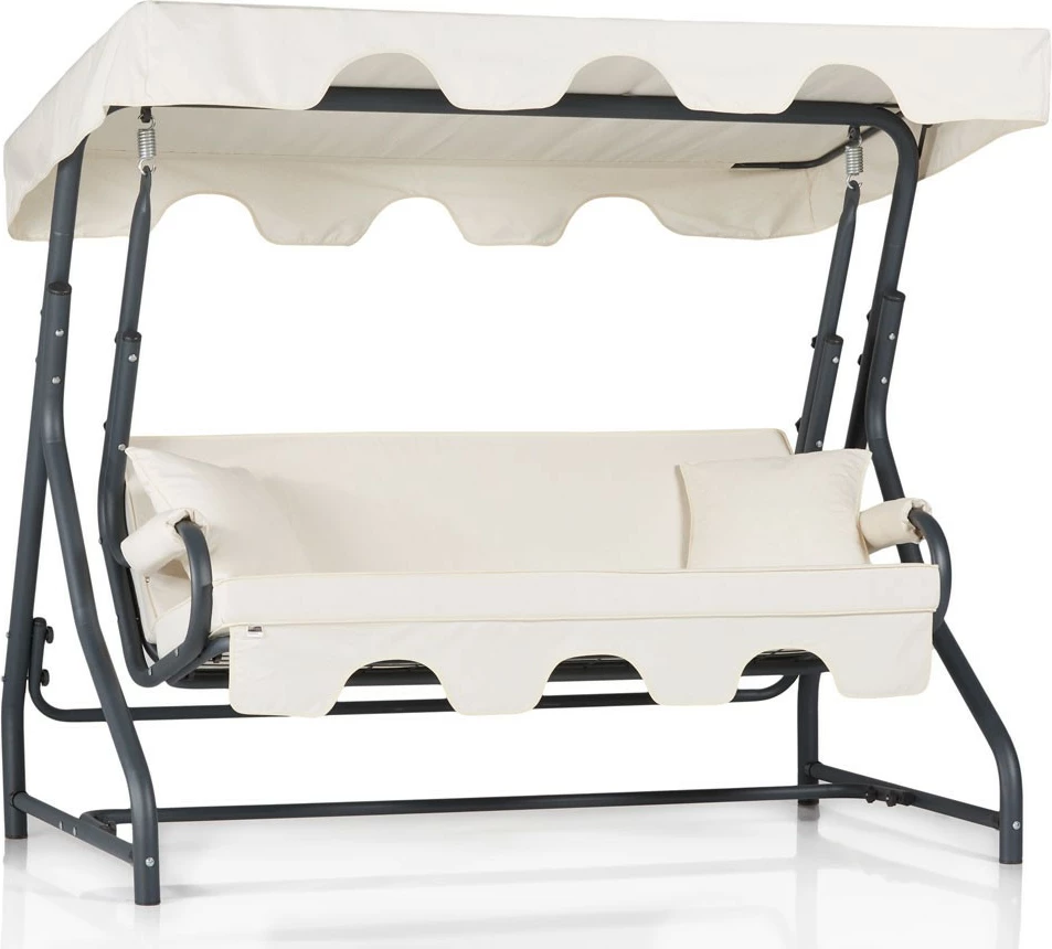 Karrige lëkundëse treshe për kopsht, Ruta 19, ngjyrë e gjelbër e errët dhe e bardhë