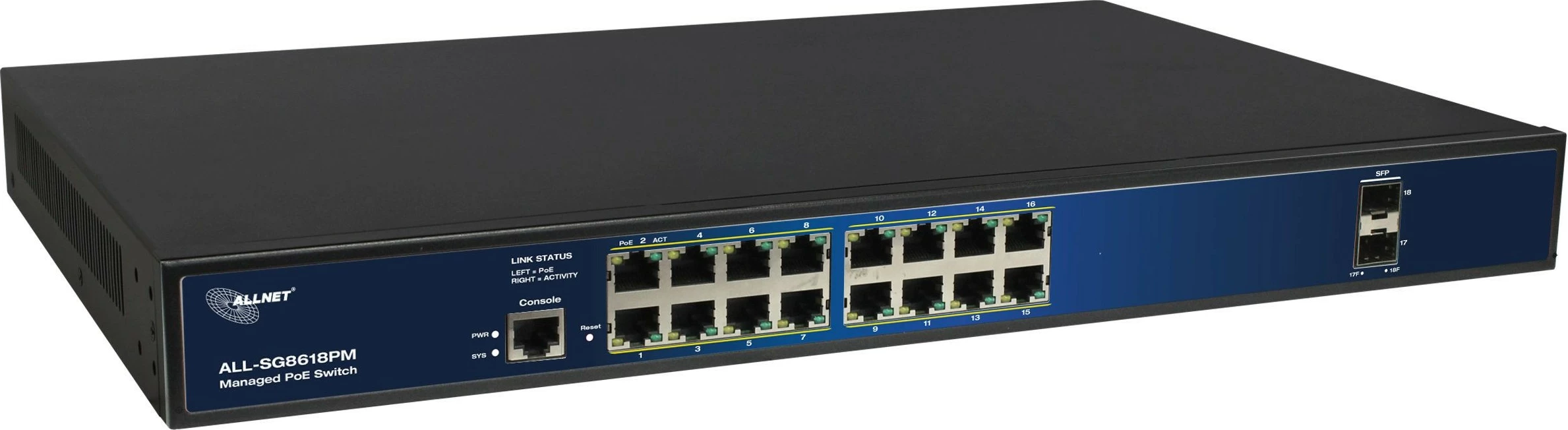 Switch ALLNET ALL-SG8618PM POE M, 16+2 porte