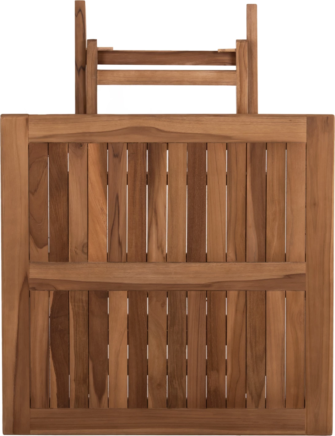 Tavolinë katrore për ngrënie jashtë, e palosshme, dru teak, ngjyrë natyrale, KENDALL FH9544, 80x80x75 cm