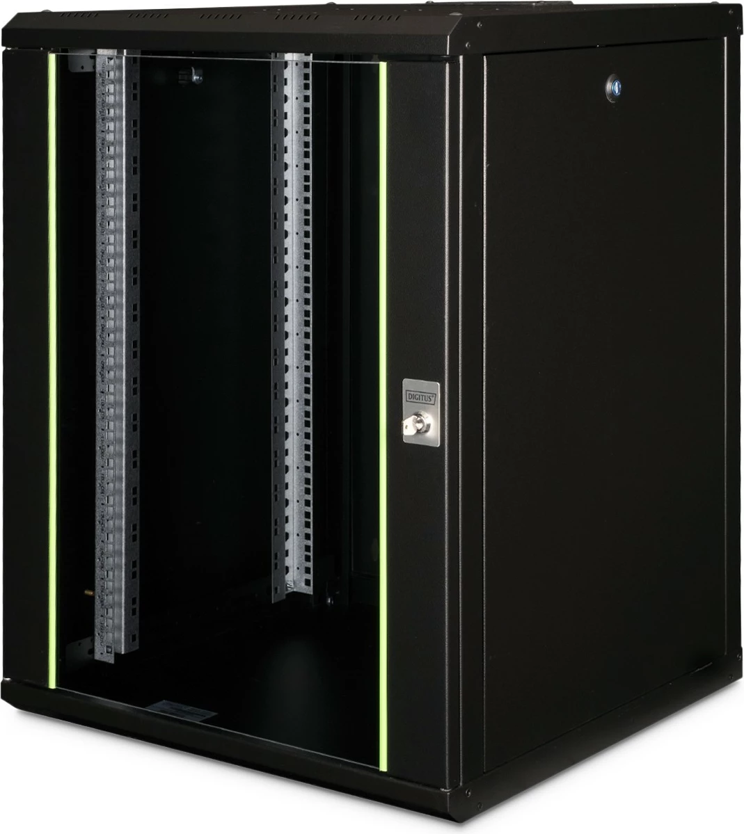 Kasë rrjeti Digitus Unique Series 16U, 600x600 mm, derë xhami, e zezë