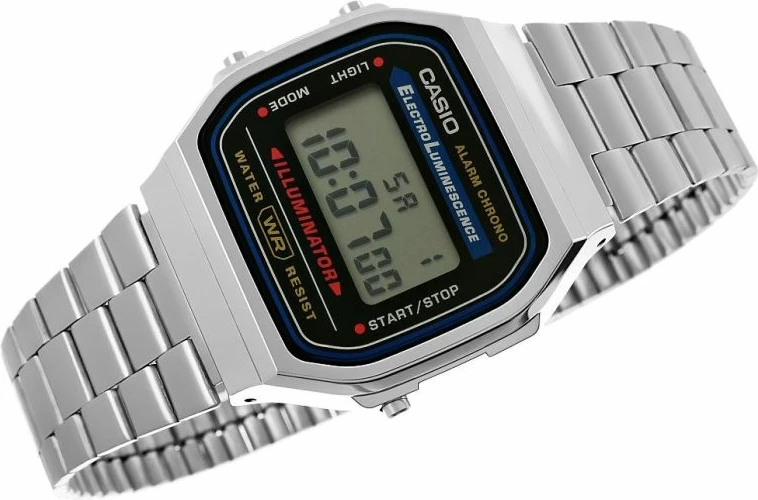 Orë dore për meshkuj CASIO Vintage A168WA-1YES, argjendtë