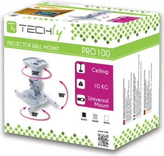 Krah tavani për projektor Techly 022397, 22cm, 10kg, i bardhë