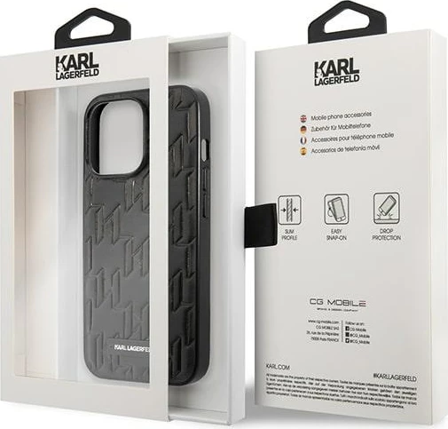 Mbështjellës Karl Lagerfeld Monogram Plaque për iPhone 13 / 13 Pro, i zi