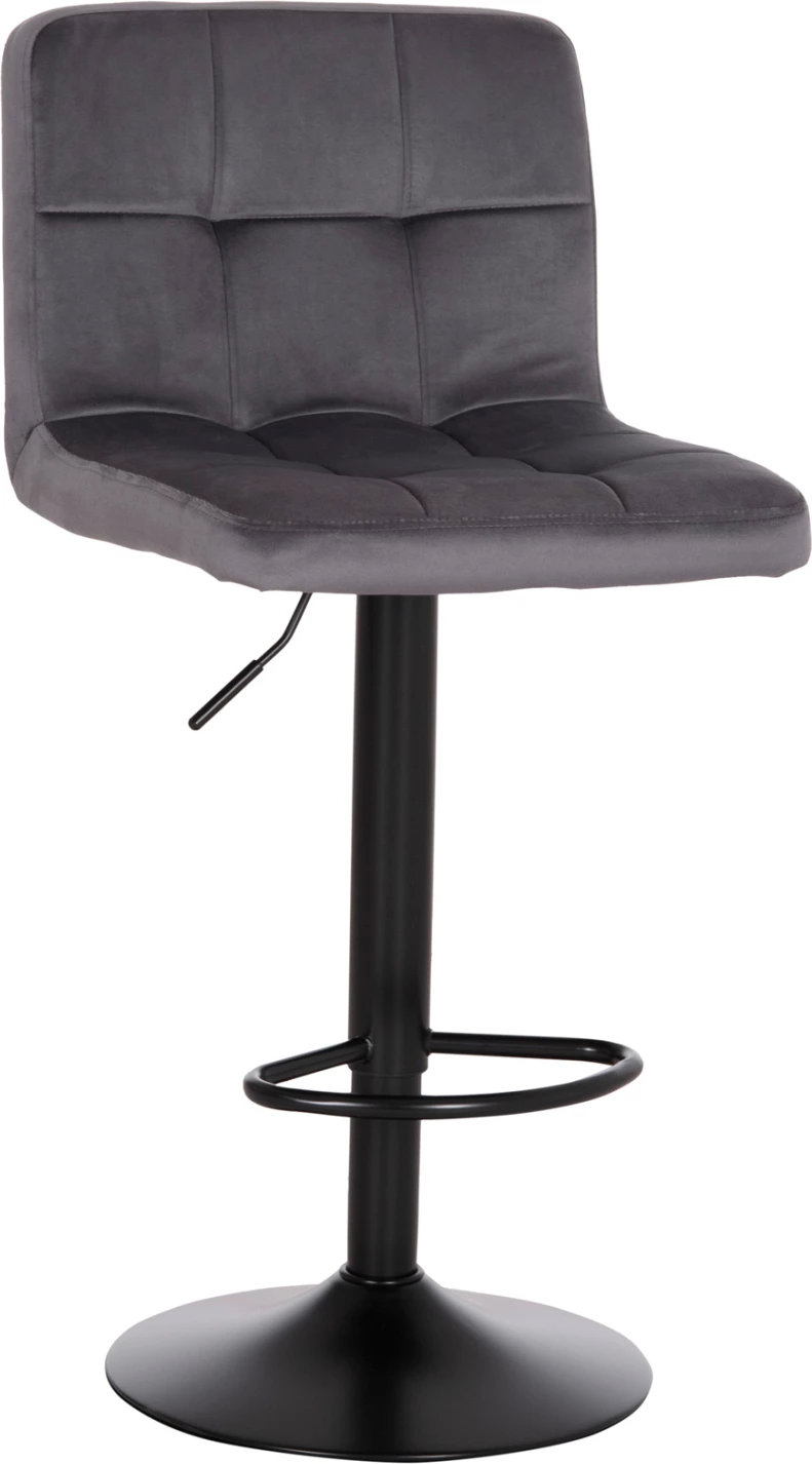 Karrige për bar rrotulluese DIANA, kadife gri, metal i zi mat, FH202.41, 44x52x109cm, set prej 2 copësh