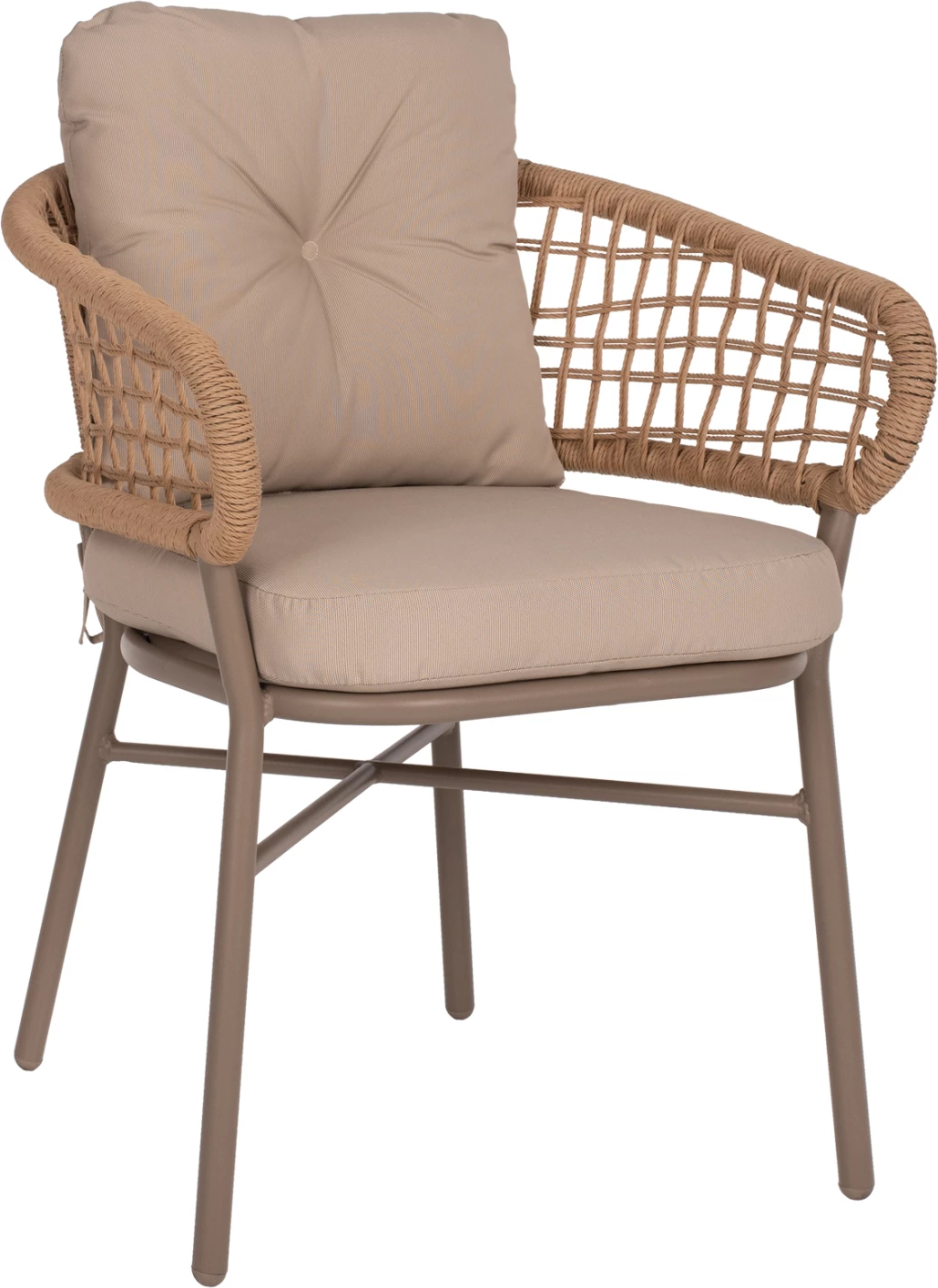 Karrige alumini mocha profesionale rattan & jastëkë bezhë FH5863.02 60x56x84 cm