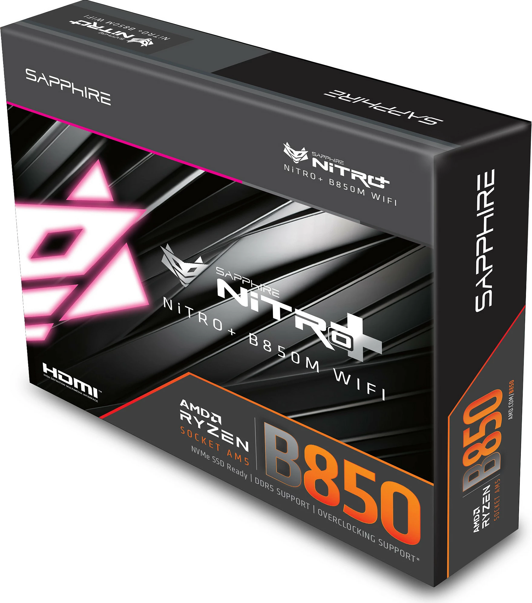 Pllakë amë Sapphire NITRO+ B850M WiFi, Socket AM5, micro ATX, e zezë/argjendtë