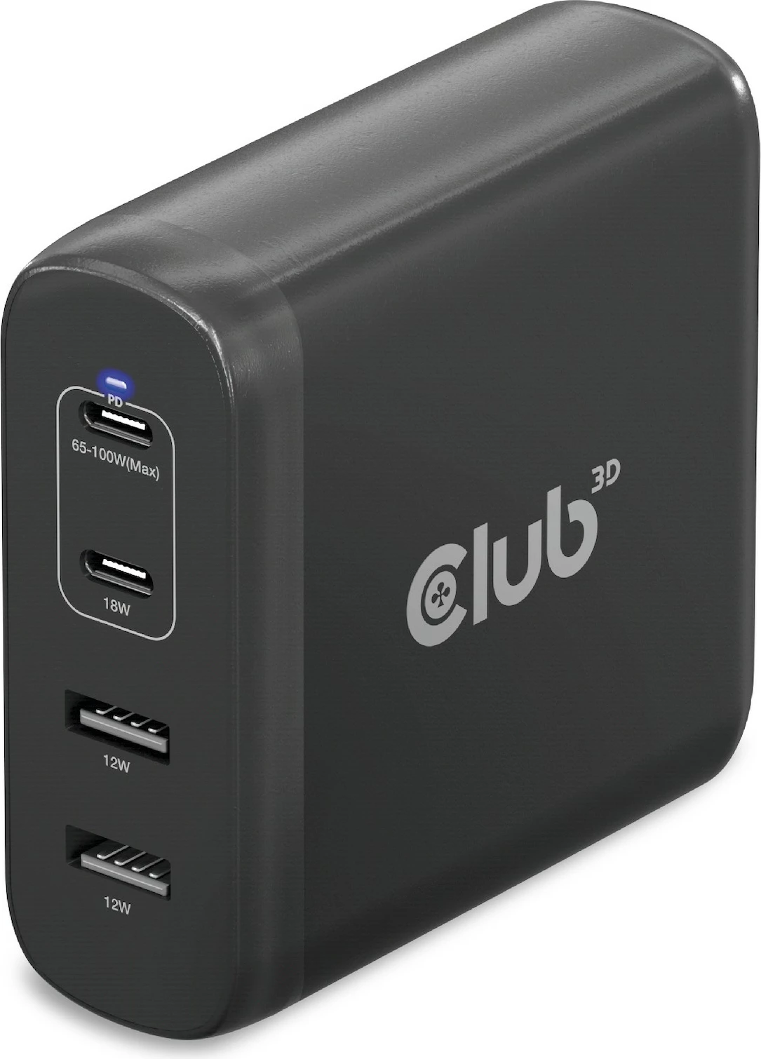 Karikues Club3D 2xUSB Type-C, 2xUSB Type-A, PD 100W, GaN, i zi