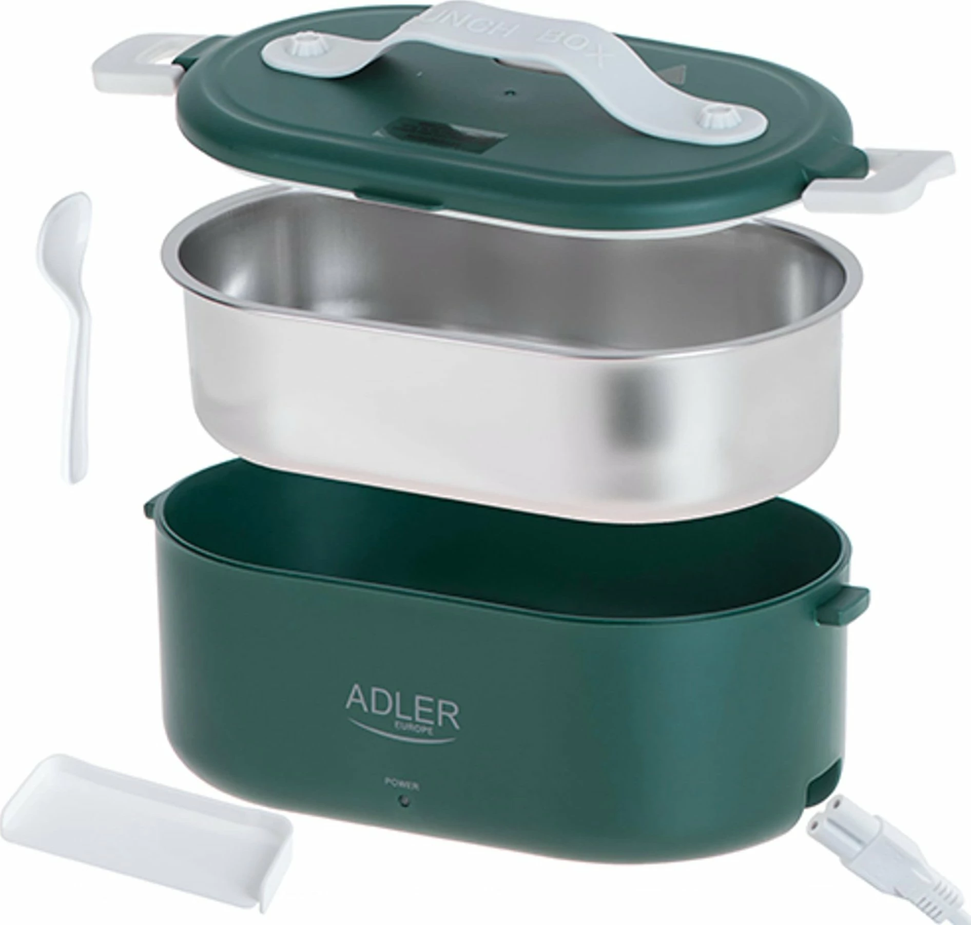 Enë ushqimi elektrike Adler AD 4505, 0.8 L, inox SUS304, ngrohëse, jeshile, me lugë