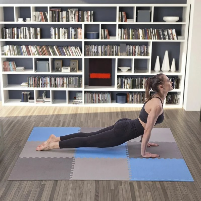 Tapet puzzle për fitnes ONE FITNESS, gri-blu