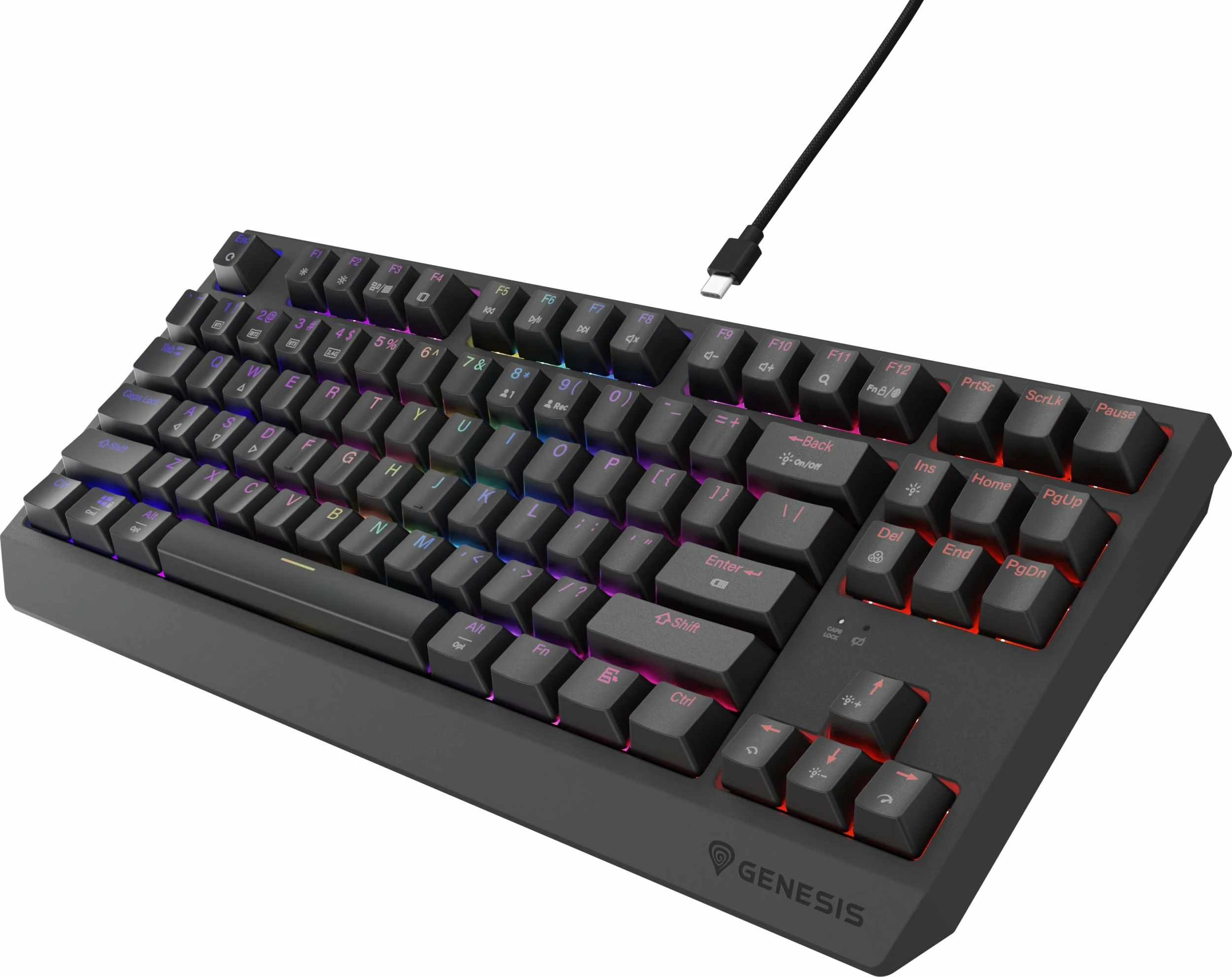 Tastierë mekanike gaming GENESIS Thor 230 TKL Wireless, Outemu Silent Lemon, RGB, hot-swap, US layout, e zezë