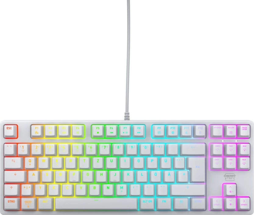 Tastierë mekanike Cherry K4V2 TKL, RGB, Cherry MX2A Red, QWERTZ, e bardhë