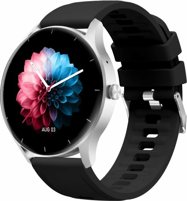 Smartwatch Gravity për femra, zi-e argjendtë
