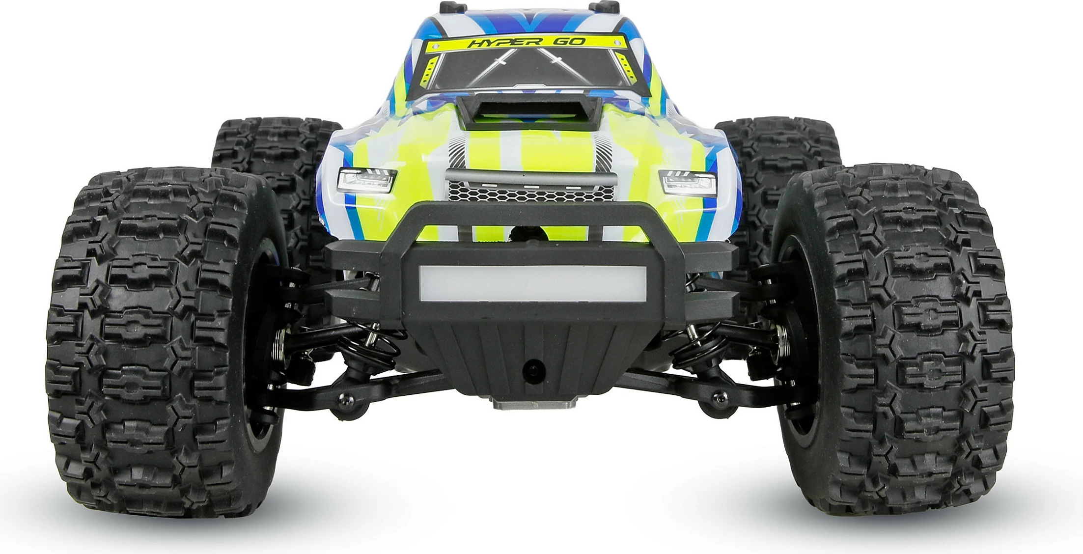 Monster truck RC AMEWI Hyper Go MTX14, brushless 4WD, 1:14 RTR, blu/bardhë/verdhe