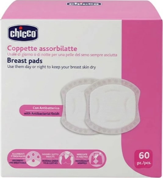 Jastëkë për gjidhënie Chicco, për femra, me shtresë antibakteriale, 60 copë
