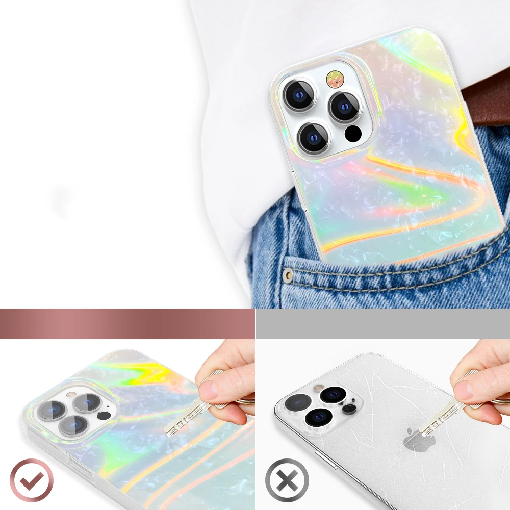 Mbështjellës Kingxbar Shell Series për iPhone 13 Pro, pearl-blue