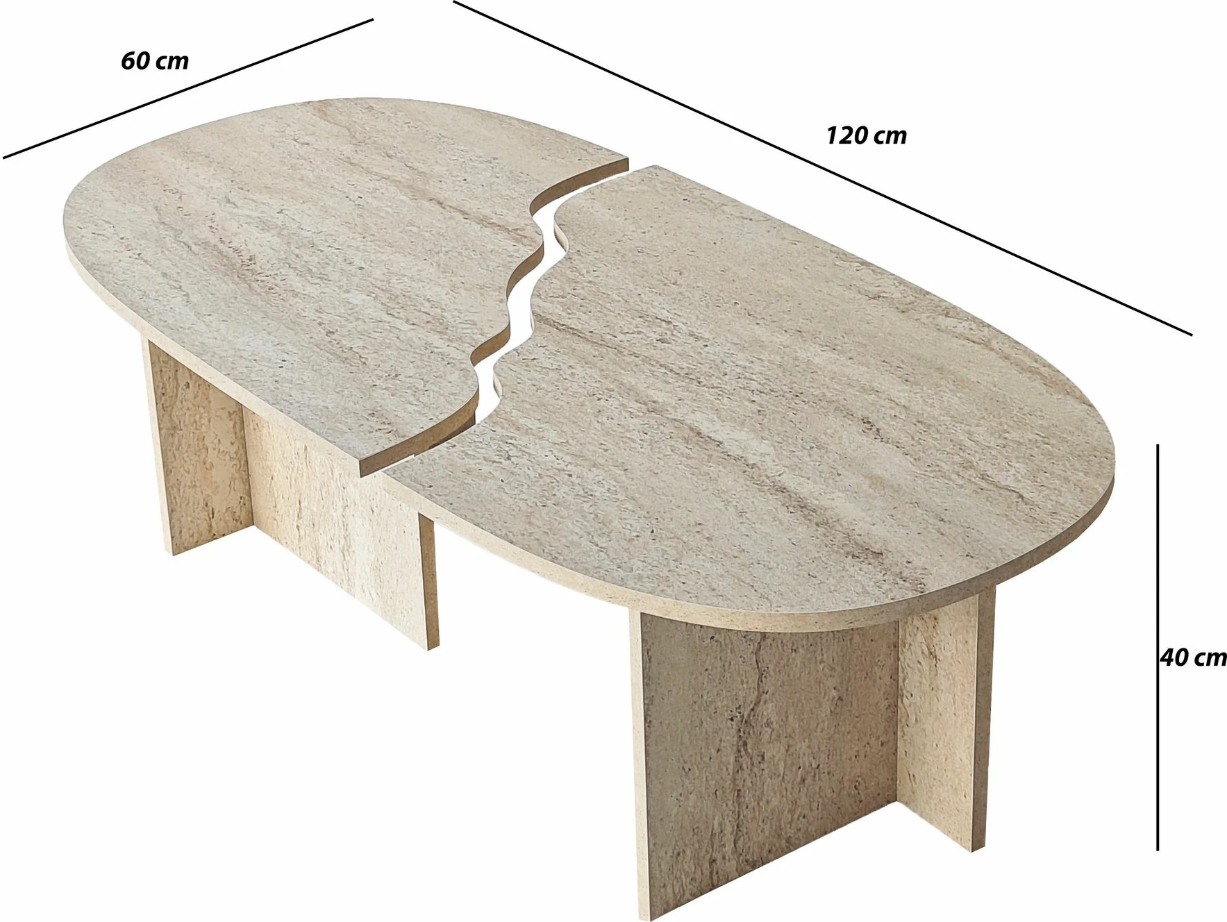 Tavolinë kafeje Skye Decor, ngjyrë travertin