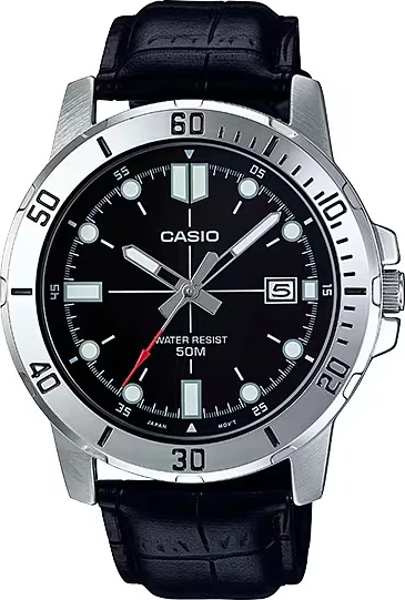 Orë dore Casio MTP-VD01L-1EV, e argjendtë/zezë