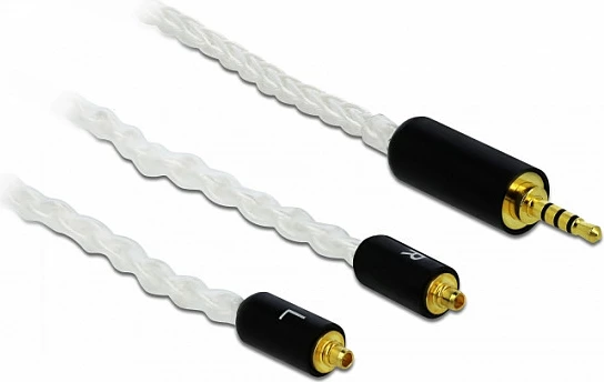 Kabllo audio DeLOCK 85848, 2.5mm në 2x MMCX, 1.2 m, e bardhë