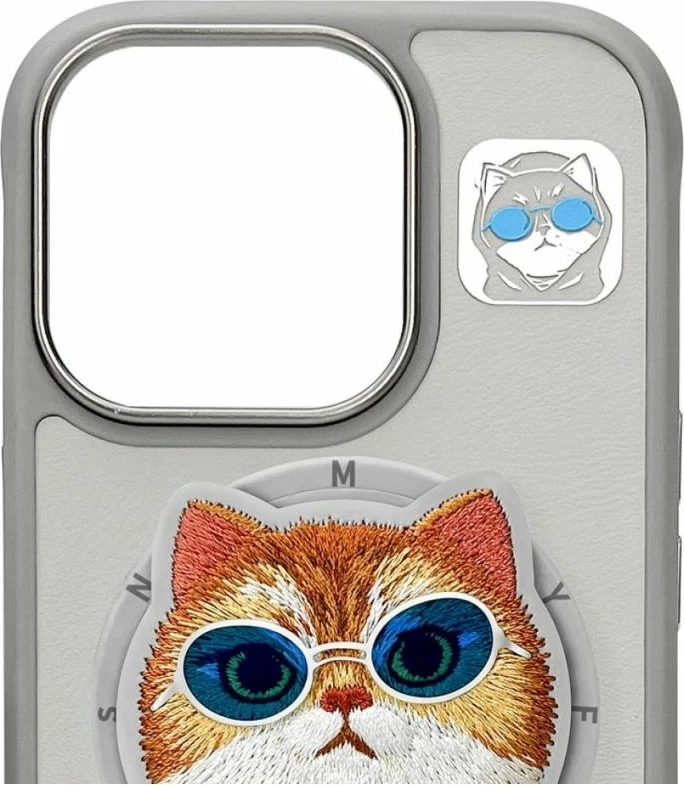 Kapak MagSafe Nimmy Glasses Cool Cat për iPhone 16 Pro Max, gri