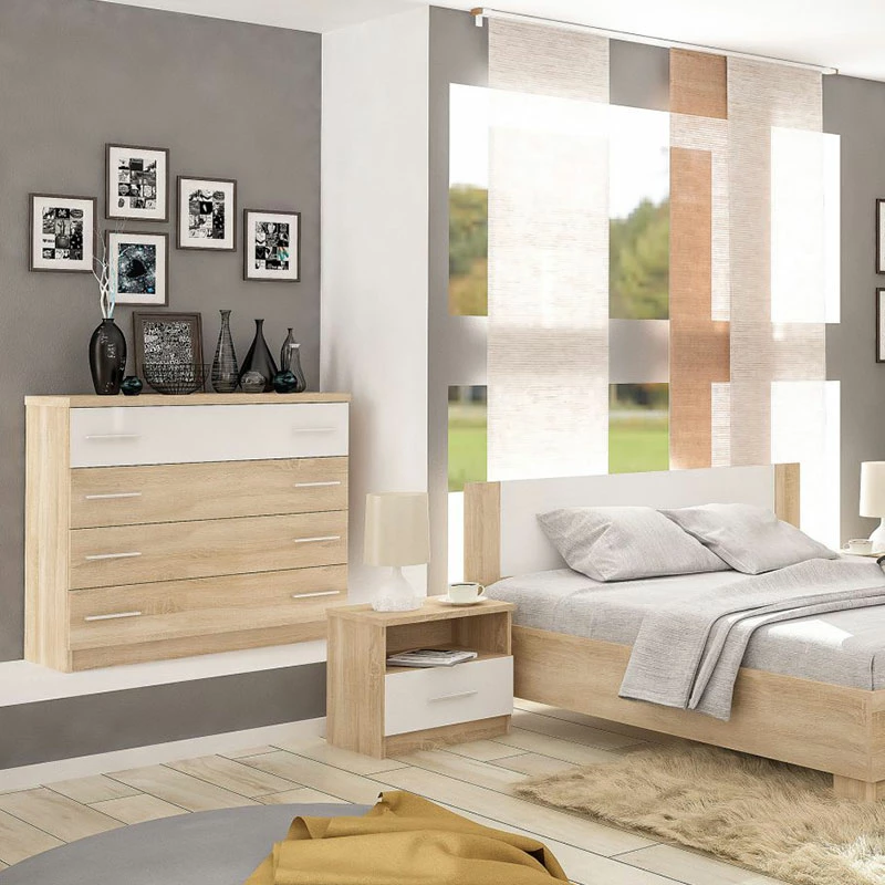 Komodë me 4 sirtarë Geneva ngjyrë natyrale-bardhë 103x40x92cm