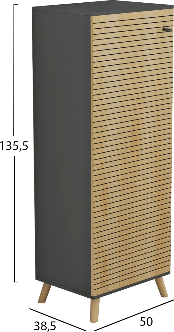 Dollap këpucësh ALVARO FH8954.15 melaminë, ngjyrë antracit-dru natyral, 50Χ38Χ135Hcm